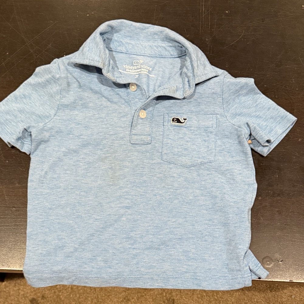 Vineyard Vines 2T Boys Heather Sky Polo with Whale Patch